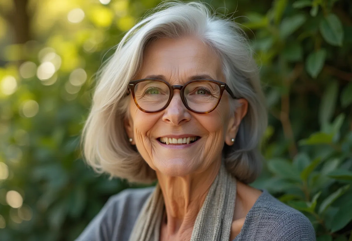 femme 60 ans lunettes coiffure